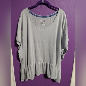 💜 MUK LUKS Grey Soft Ruffle Dolman Fit Short Sleeve Blouse 5X 28